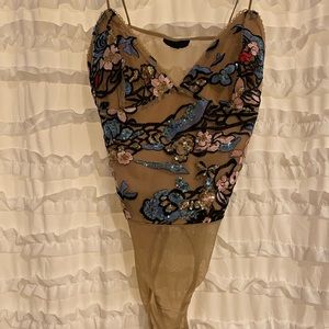 Sequined mesh bodysuit